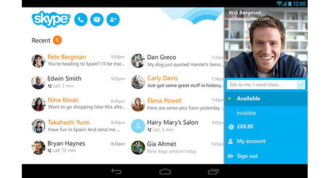 came out in ersiya Skype for Android 4.5 with a number of , th e & improvements # x43B; owners I n ; lanshetov 