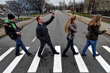 Cell Phone Crossing Road