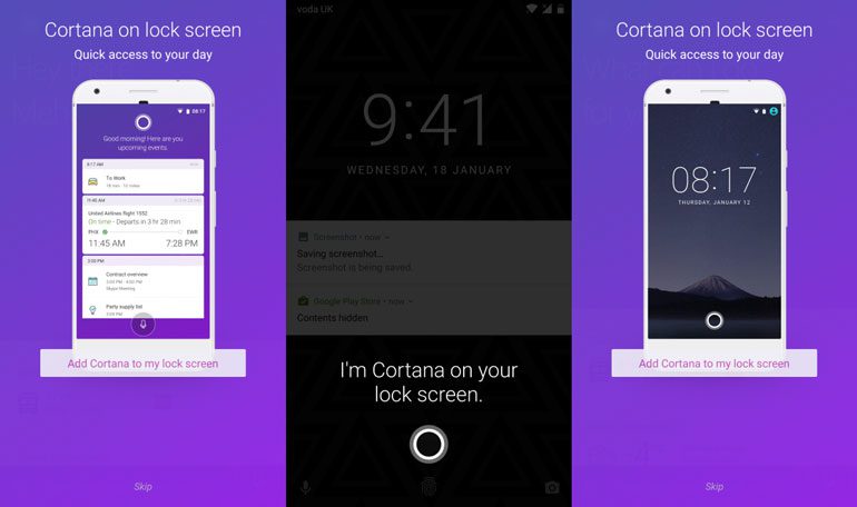 Голосовой помощник Microsoft Cortana пропишется на экране блокировки Android