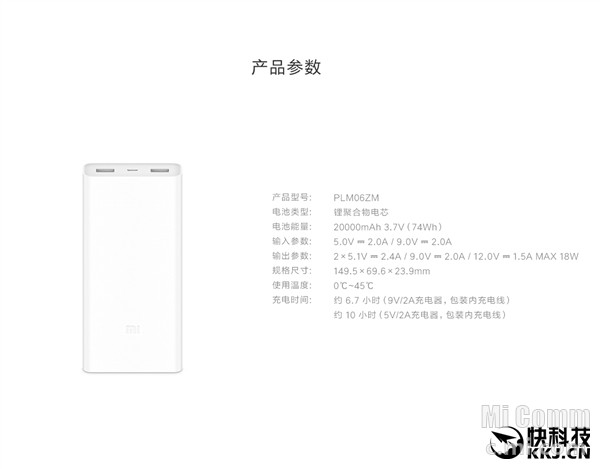   Xiaomi Mi Power 2C  20000       QC 3.0   $20