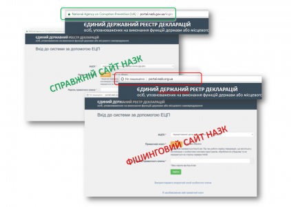 Обнаружен фишинговый сайт для кражи данных декларантов НАПК Обнаружен фишинговый сайт для кражи данных декларантов НАПК