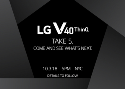 Смартфон LG V40 ThinQ с пятью камерами будет анонсирован 3 октября Смартфон LG V40 ThinQ с пятью камерами будет анонсирован 3 октября
