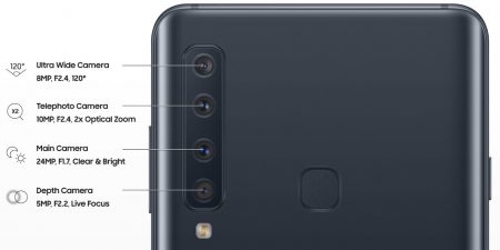 Новый смартфон Samsung Galaxy A9 действительно получил четыре камеры на задней панели Новый смартфон Samsung Galaxy A9 действительно получил четыре камеры на задней панели