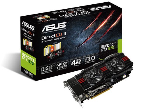 ASUS анонсировала видеокарту GeForce GTX 670 с удвоенным объемом памяти