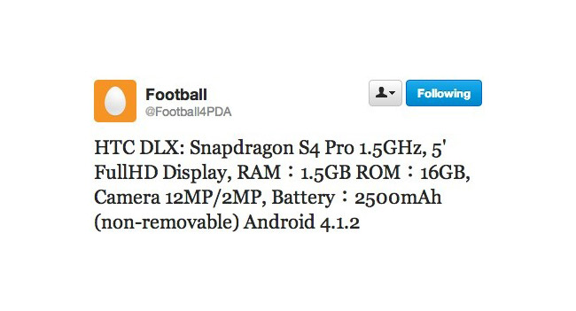 Стали известны некоторые характеристики смартфона HTC DLX