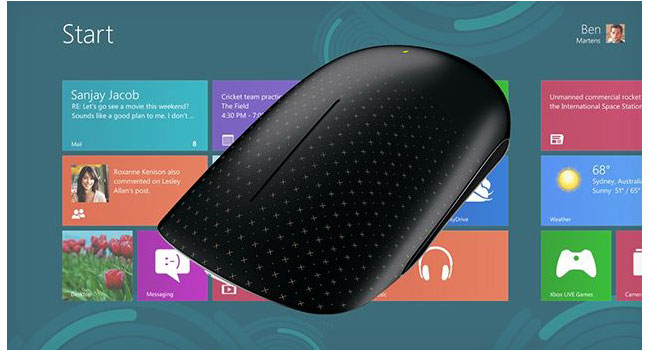 Microsoft реализовала поддержку жестов в Windows 8 для мыши Touch Mouse