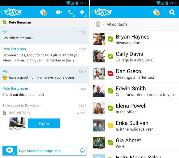 Клиент Skype для Android обзавелся новым планшетным интерфейсом