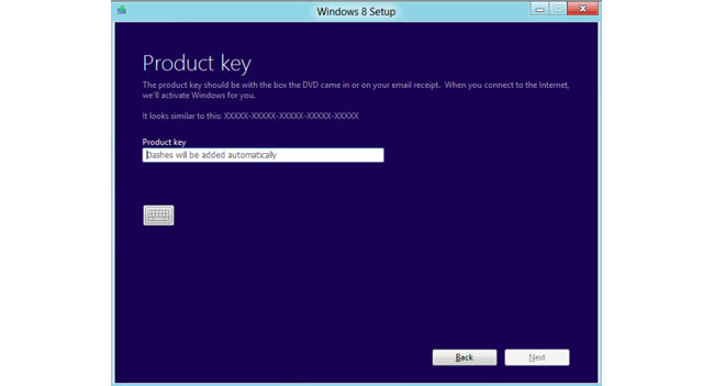 Product key of Windows 8 flashed in the BIOS.