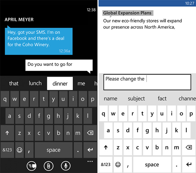 Microsoft детально рассказала об улучшениях в экранной клавиатуре Windows Phone 8