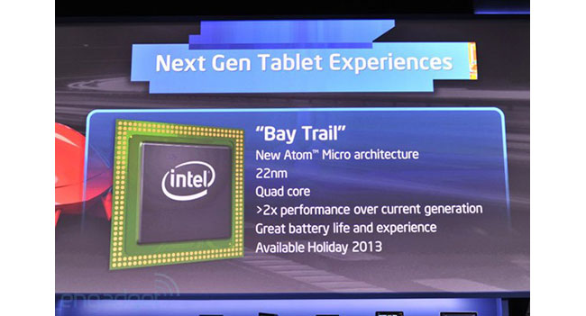 Intel анонсировала 4-ядерный процессор Atom Bay Trail для планшетов