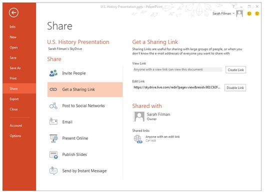 Microsoft улучшила функцию совместного доступа к документам в SkyDrive