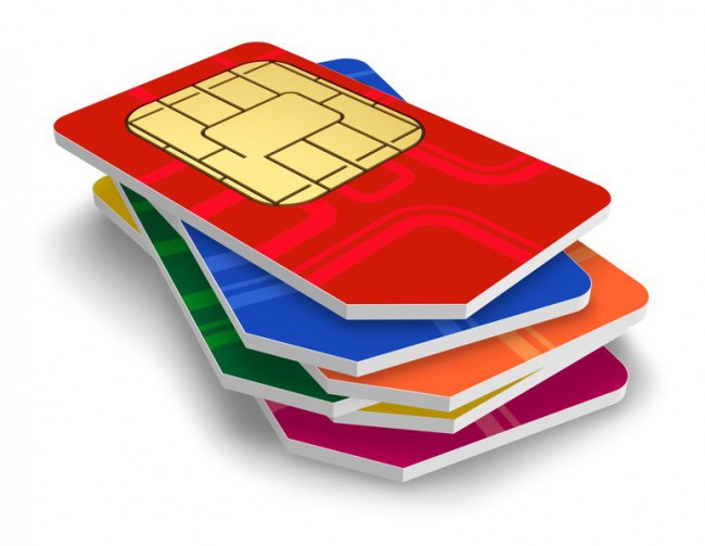 Set of color SIM cards
