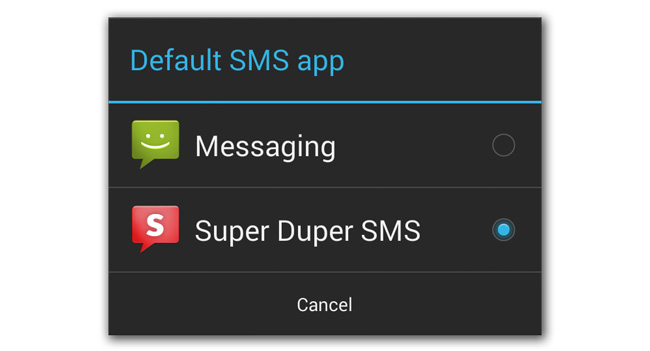 В Android 4.4 можно будет использовать сторонние приложения для работы с SMS и MMS