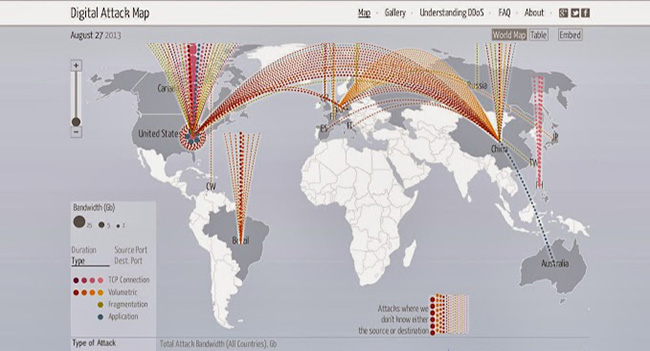 Google запустила интерактивную карту кибер-атак