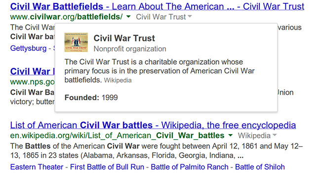 Google выводит дополнительные сведения о сайтах в поисковой выдаче