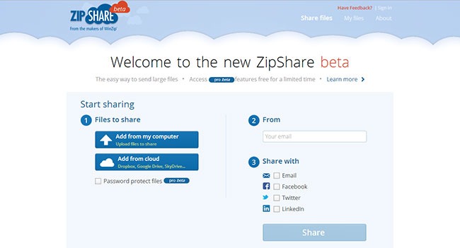 ZipShare - облачный сервис с автоматическим архивированием загружаемых файлов