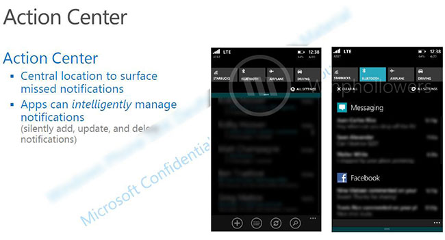 Появилось изображение нового центра уведомлений из Windows Phone 8.1