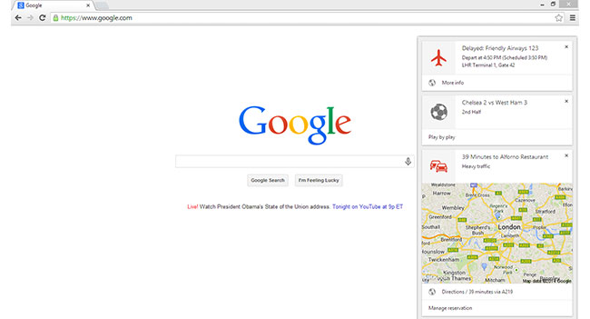 Уведомления Google Now стали доступны в настольной бета-версии браузера Chrome