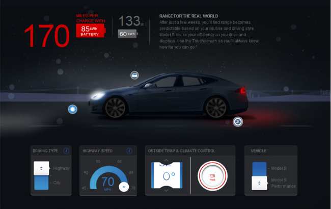Запас хода Tesla Model S зависит от стиля вождения и ряда других факторов и колеблется в пределах от 289 км до 606 км