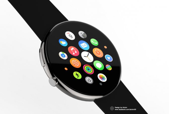 Круглые иконки интерфейса Apple Watch как будто разрабатывались именно для такого дизайна
