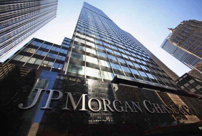 File photo of JP Morgan Chase & Co sign outside headquarters in New York
