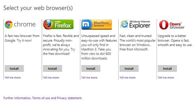 Microsoft прекращает демонстрацию окна выбора браузера в европейских версиях Windows