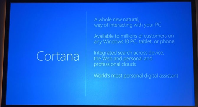 Microsoft представила виртуальный помощник Cortana для Windows 10