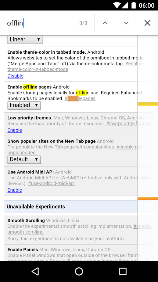 В Chrome Dev для Android добавили сохранение страниц для офлайн просмотра