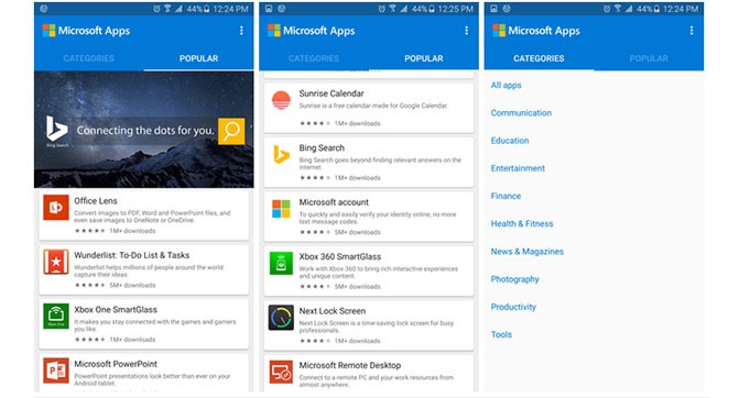Microsoft Apps - приложение для поиска приложений Microsoft для Android