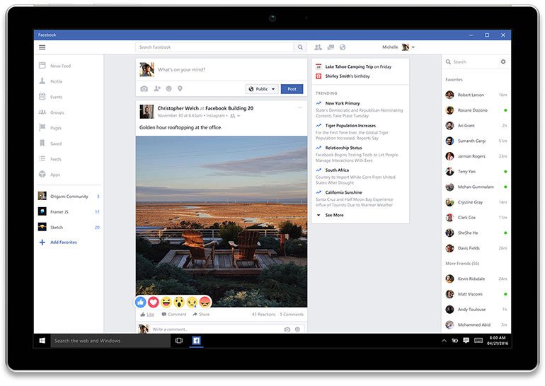 На Windows 10 стали доступны приложения Facebook, Messenger и Instagram