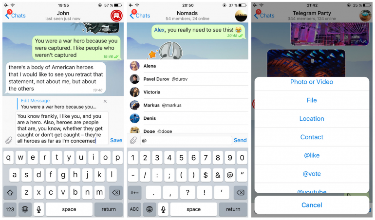 Telegram Edit Messages, New Mentions and More