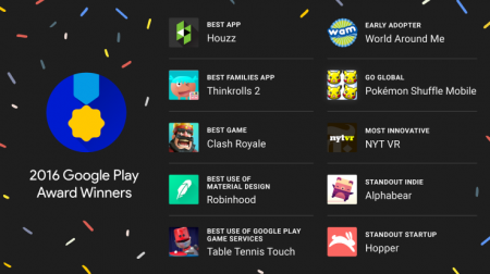 Houzz – лучшее Android-приложение 2016 года и другие победители первой в истории премии Google Play Awards