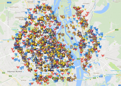 В сети появилась интерактивная карта Киева с точным расположением покемонов из Pokemon Go