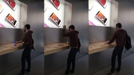 Недовольный покупатель неистово крушит «айфоны» и другую технику во французском магазине Apple [видео]