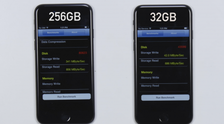 Память в iPhone 7 с 32 ГБ до 8 раз медленнее, чем в iPhone 7 c 128 ГБ