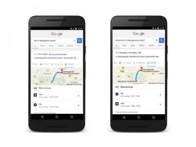 Google начинает внедрять вызов такси Uber непосредственно в поисковик