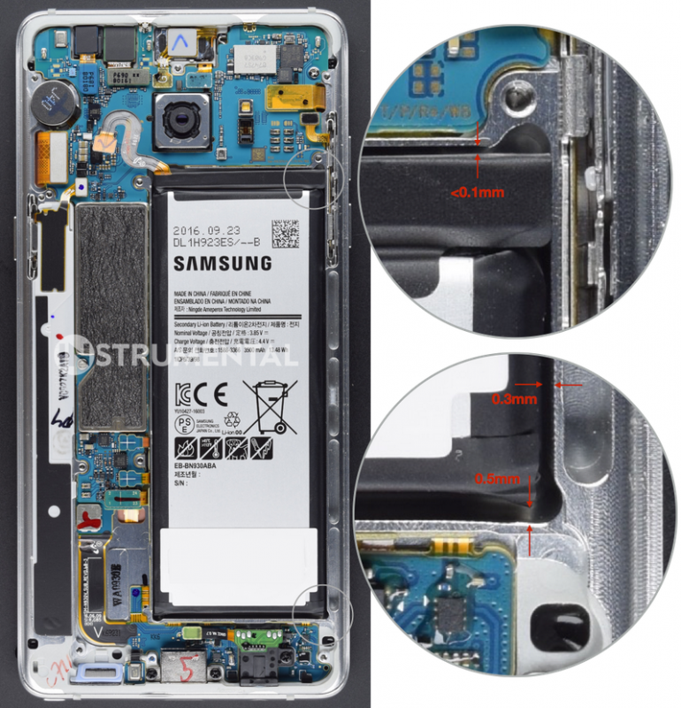 Возгорание смартфона Galaxy Note7 могло стать следствием слишком агрессивного подхода к внутреннему дизайну