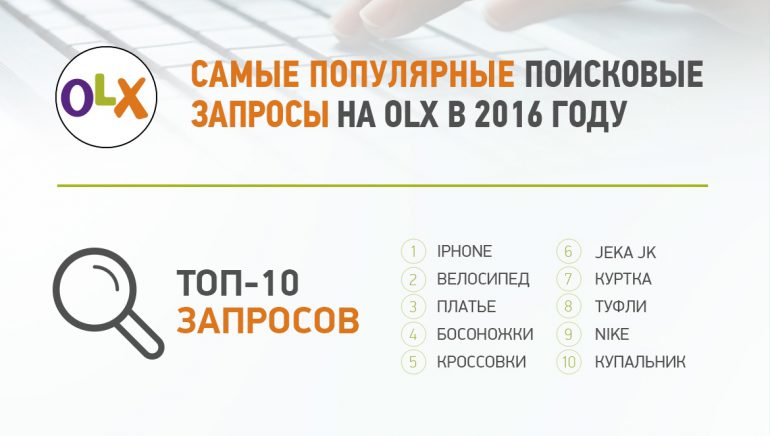 Рейтинг поисковых запросов украинцев на OLX в 2016 году: iPhone обогнал велосипеды