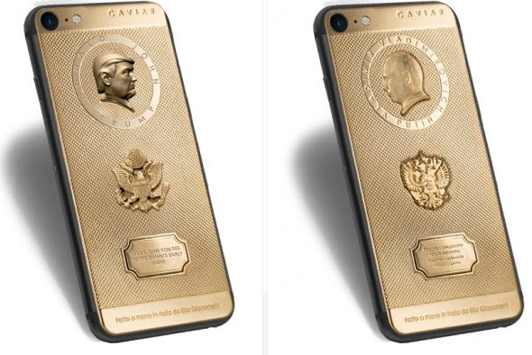 Caviar выпустила золотые iPhone 7 с портретами Путина и Трампа