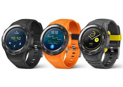 Официальные изображения умных часов Huawei Watch 2 демонстрируют спортивную модель со слотом для карты Nano-SIM в трех цветовых вариантах