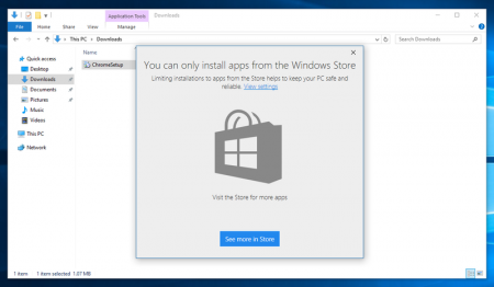 Windows 10 позволит блокировать установку приложений не из Windows Store