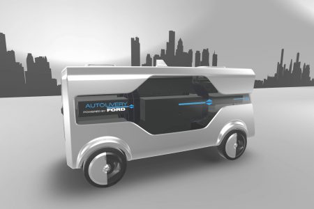 Курьерская доставка будущего Ford Autolivery: беспилотный электрический микроавтобус с дронами, способными доставить покупку на балкон многоэтажки