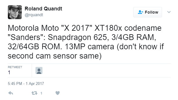 Опубликованы изображения и характеристики смартфона Moto X (2017)