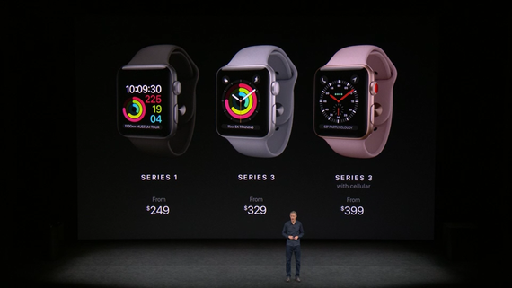 Представлены умные часы Apple Watch Series 3 со встроенным модемом LTE