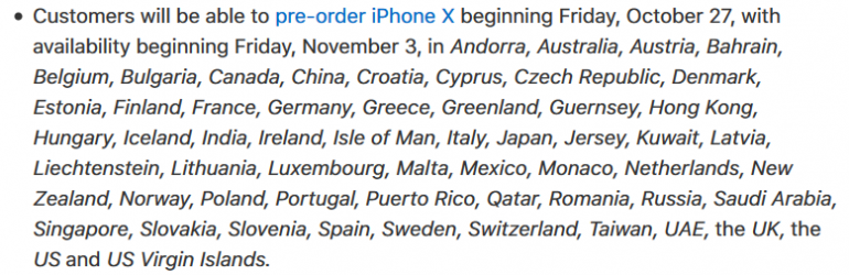 Apple заявила, что iPhone X будет доступен в магазинах с первого дня продаж "для всех, кто придет пораньше", а не только по предзаказам