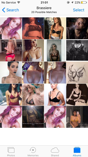 Приложение Photos в iOS собирает в отдельную категорию снимки с изображением женского нижнего белья