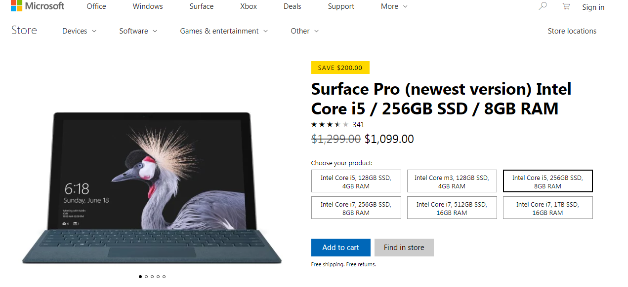 Microsoft предлагает купить новейший планшет Surface Pro со скидкой в $200