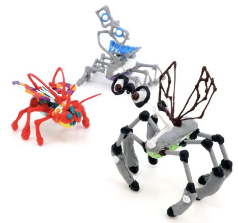 Производитель ручек для 3D-печати 3Doodler представил наборы для создания роботов-насекомых на основе вибродвигателей Hexbug