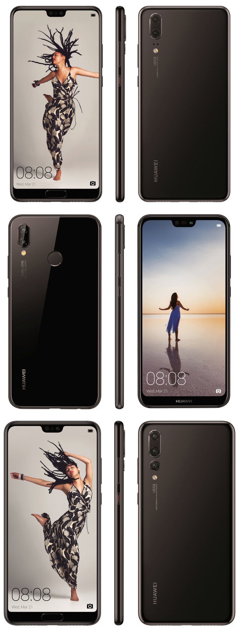 Эван Блэсс опубликовал официальные изображения смартфонов Huawei P20, P20 Pro и P20 Lite, позволяющие разглядеть отличия между ними