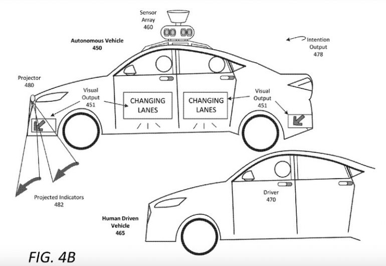 Uber предлагает оснащать самоуправляемые автомобили дисплеями и проекторами для взаимодействия с пешеходами
